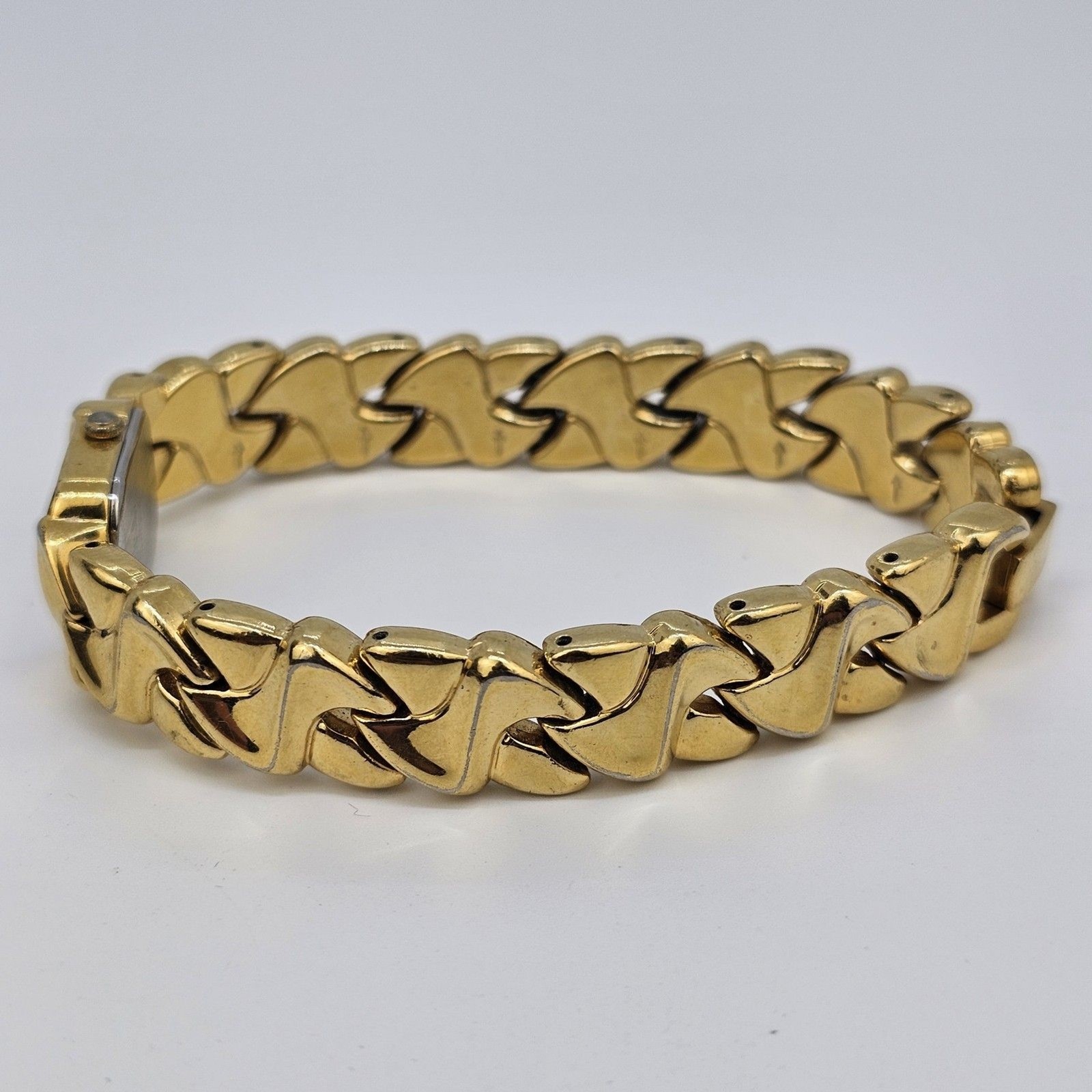 Seiko Women’s Watch 16MM Asymmetrical Gold Dial Bracelet Band 7″ New Battery
