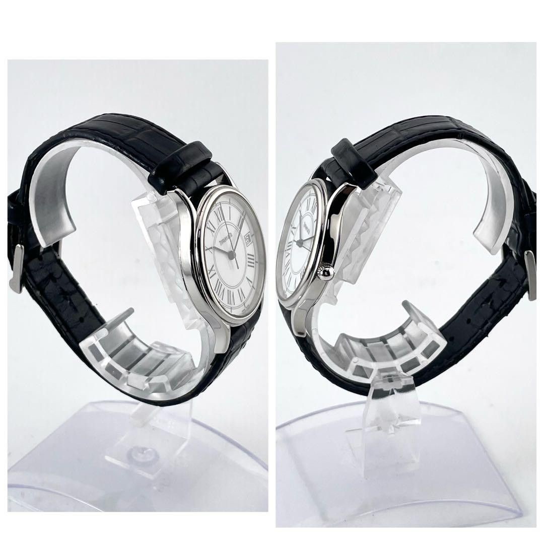 [B1P] Tiffany Classic Roman Dress Watch Date Quartz Mens 9N0297726 [k8z]
