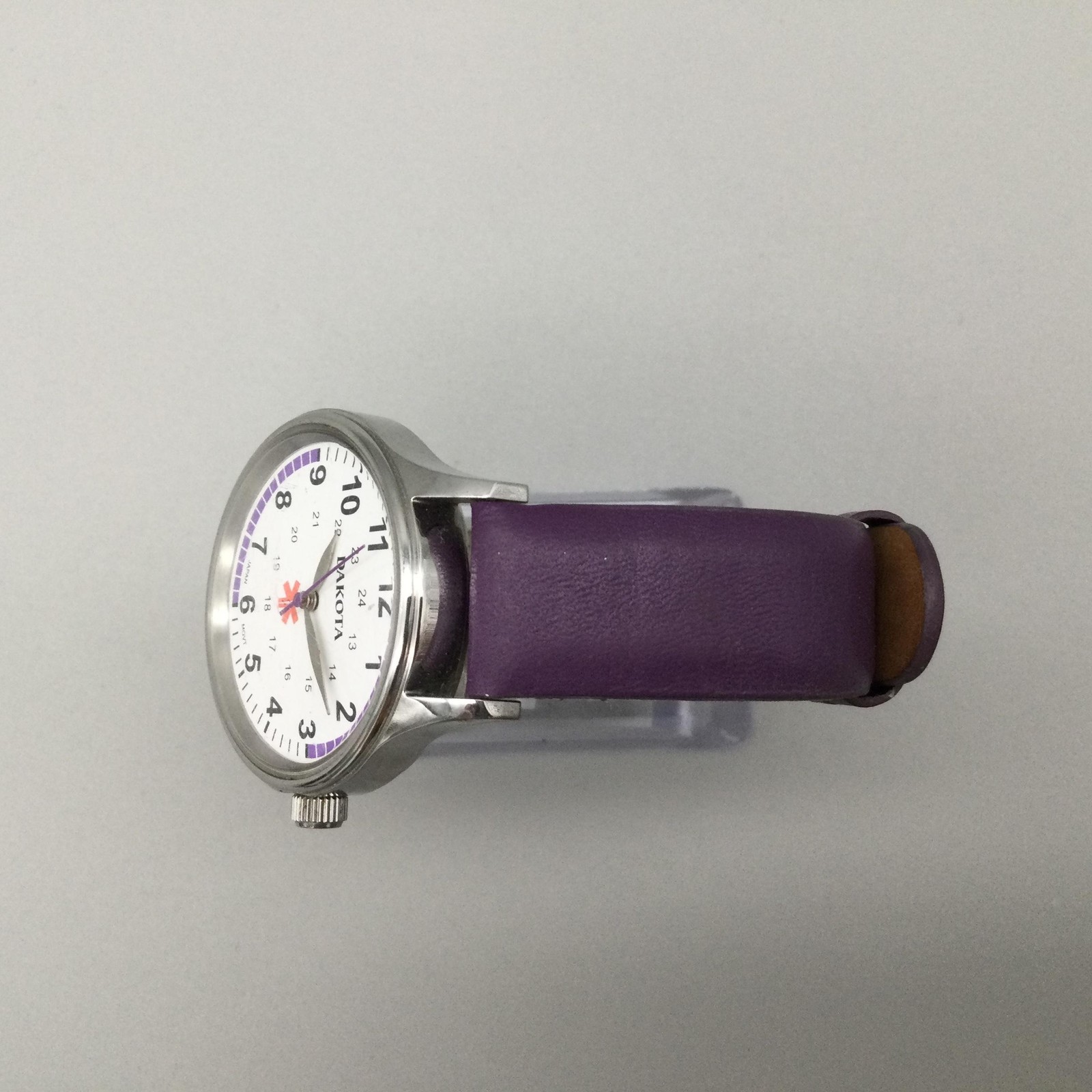 Dakota Womens Watch 34mm Nurse Purple Leather Medical Easy Read New Battery