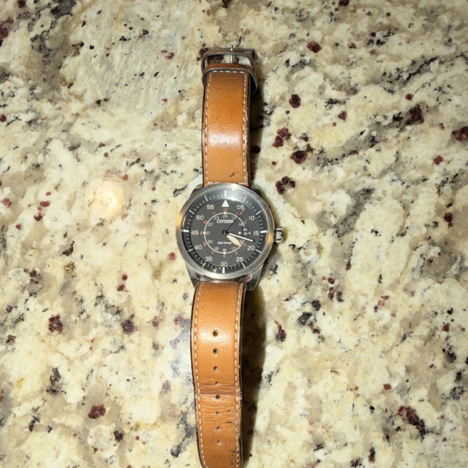 Citizen Eco-Drive Pilot/Aviator Men’s Watch Black Dial Brown Leather Strap
