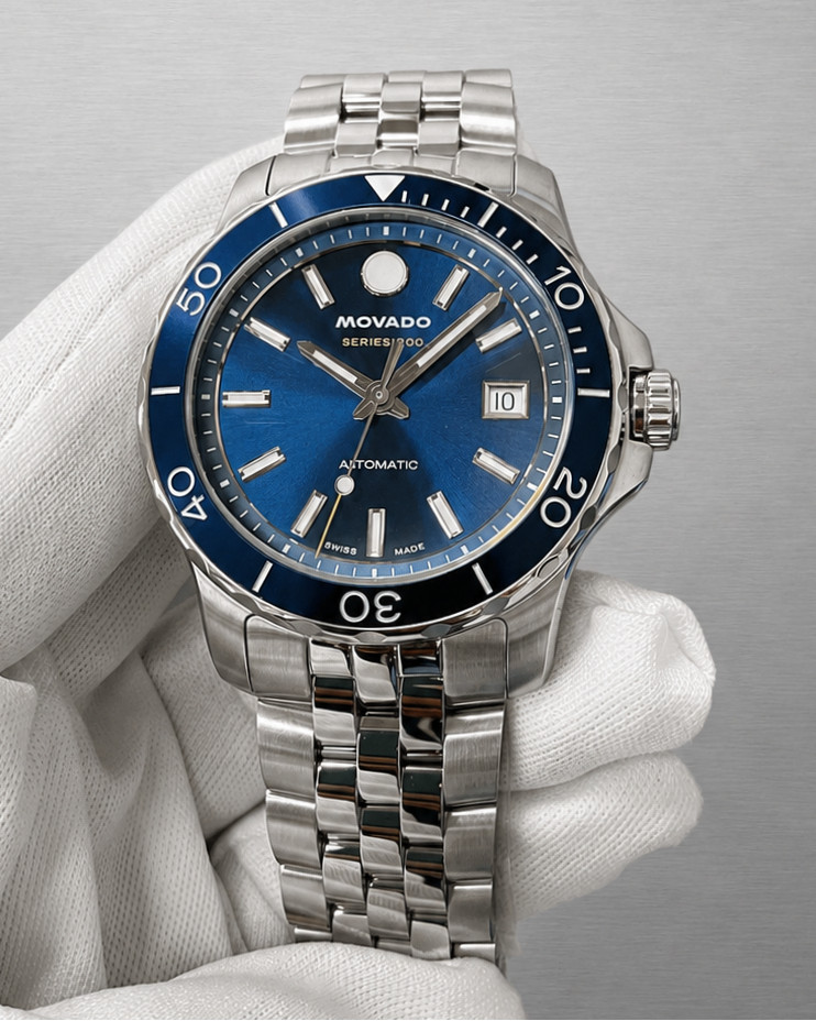 Movado Series 800 Automatic 40MM Blue Dial SS Men’s Watch 2600197
