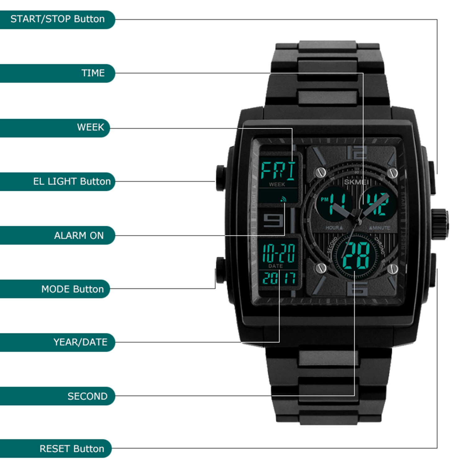 Men’s Digital Army Military Sport Quartz Analog Chronograph Waterproof Watch