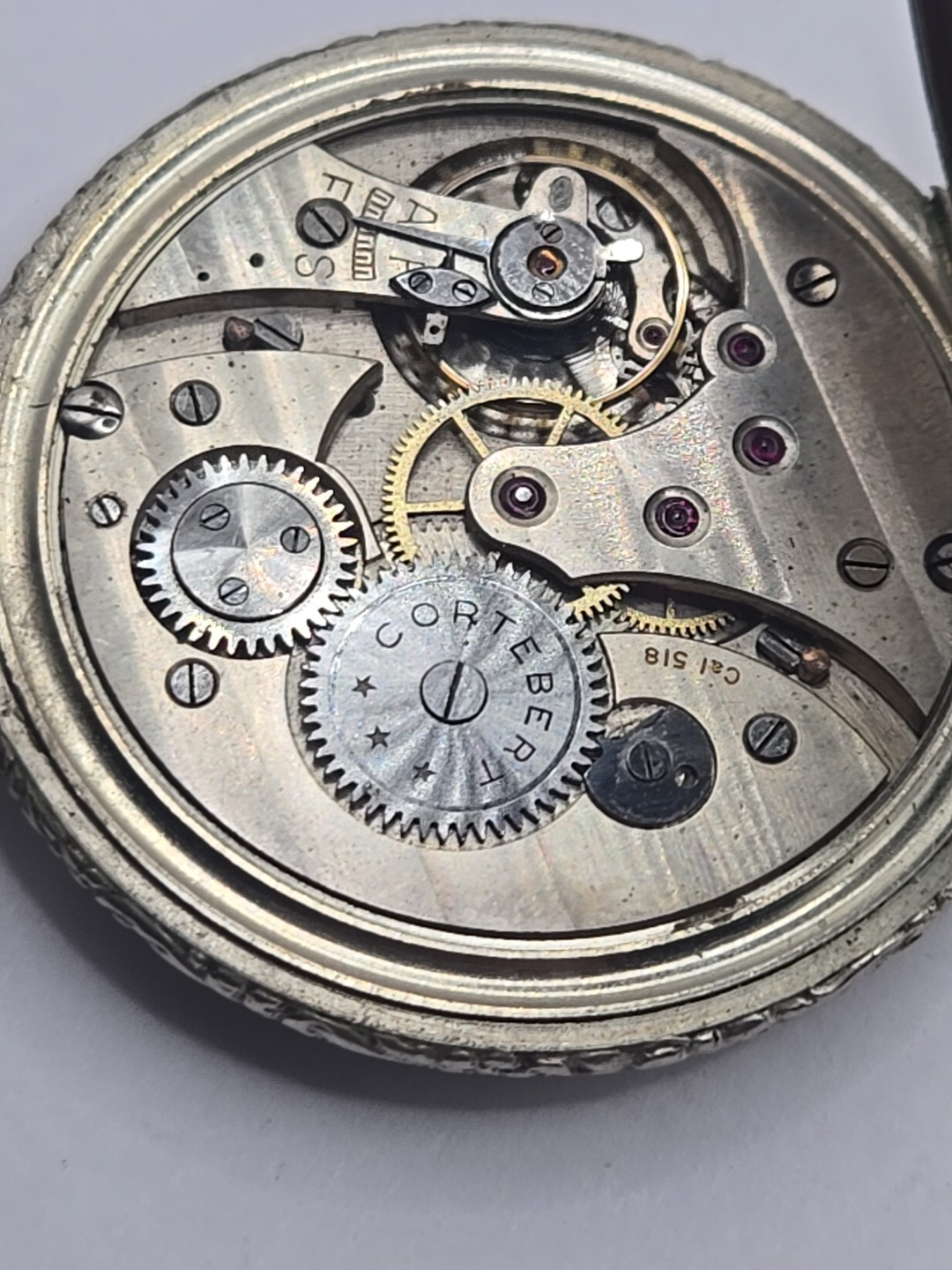 Vintage Cortebert Pocket Watch Cal 518 Running For Repairs