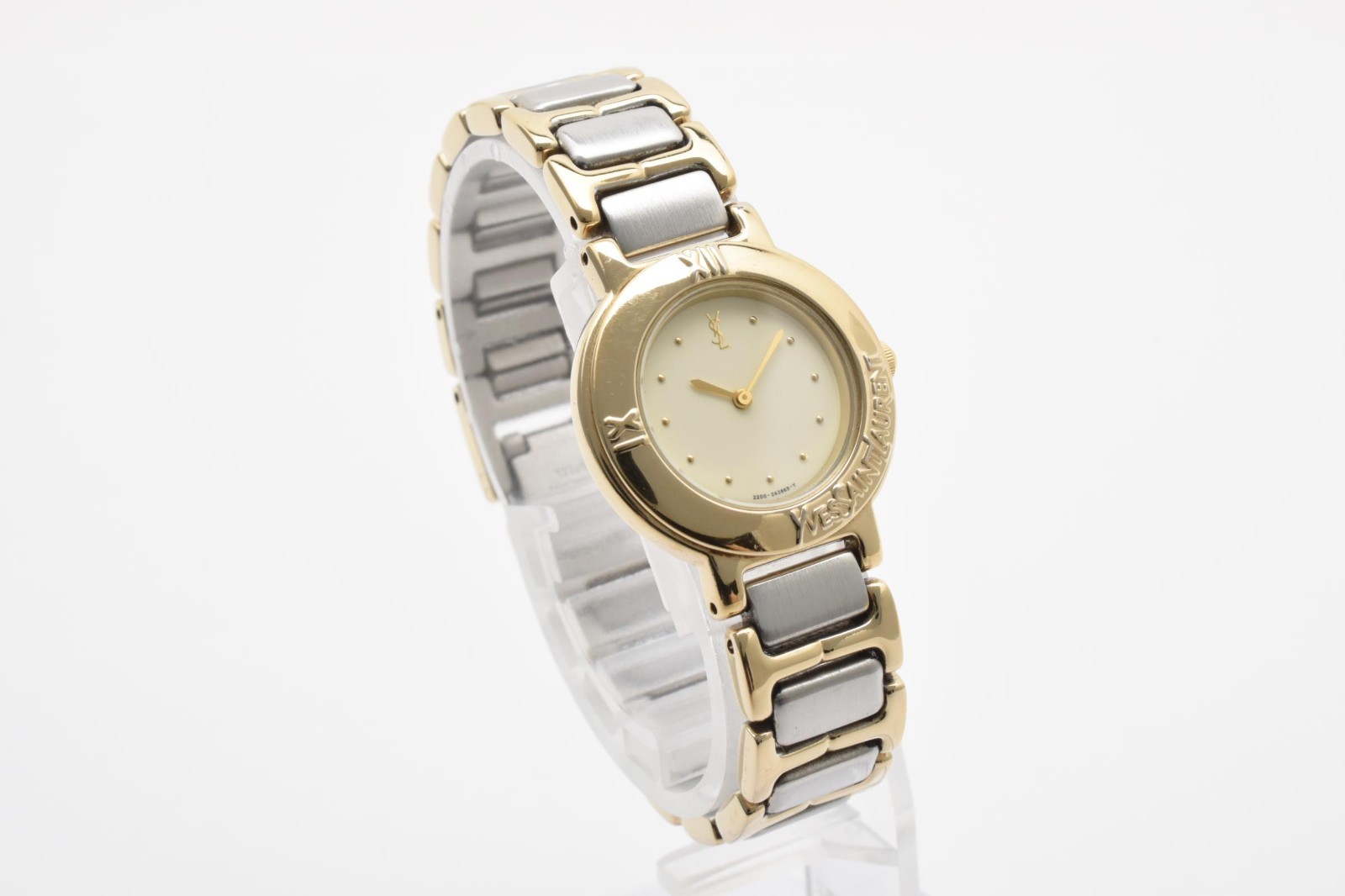 [Exc+5] Yves Saint Laurent 2200-229789 Gold Quartz Vintage Woman’s Watch #8740