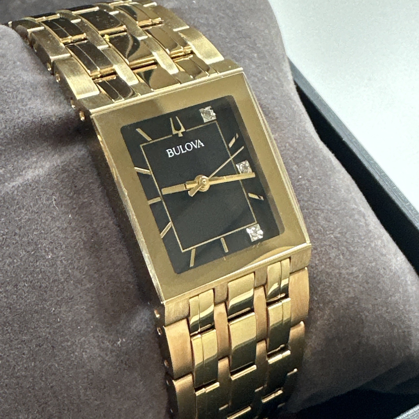 Bulova Women’s Marc Anthony Quadra Black Dial Watch – 97P167