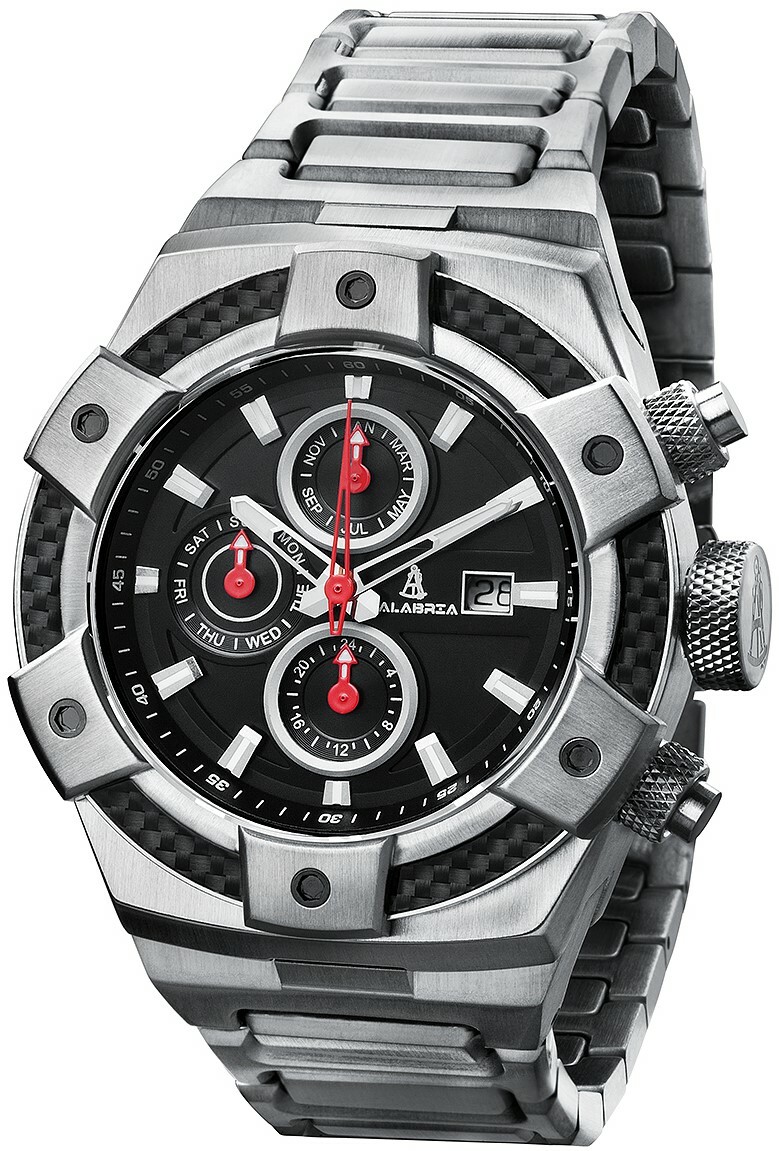 CALABRIA – ARMATO FORTE – Black Dial Men’s Watch with Carbon Fiber Bezel