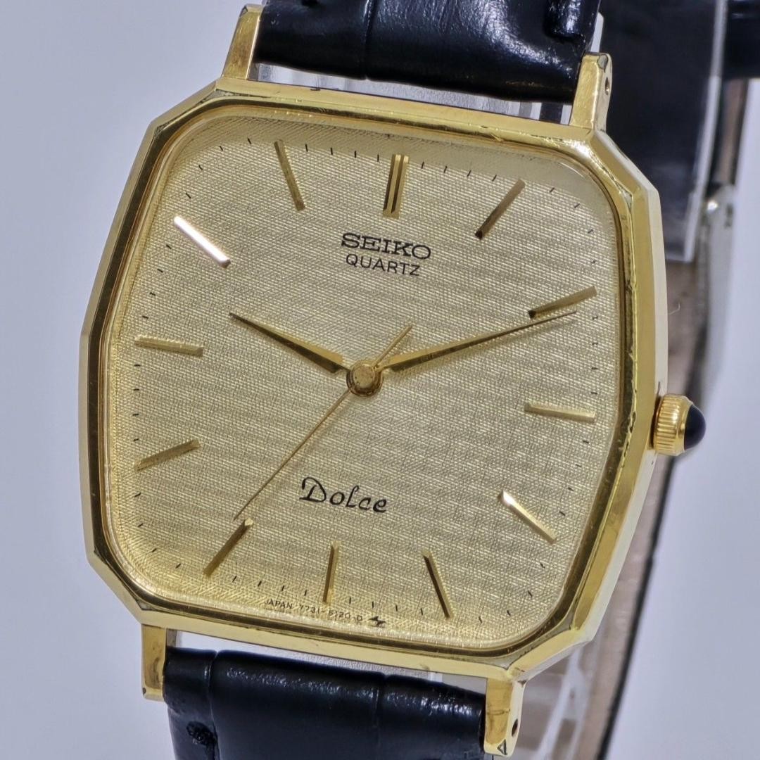 Seiko Dolce 7731-5120 Decagon Gold Quartz Watch Japan 072408
