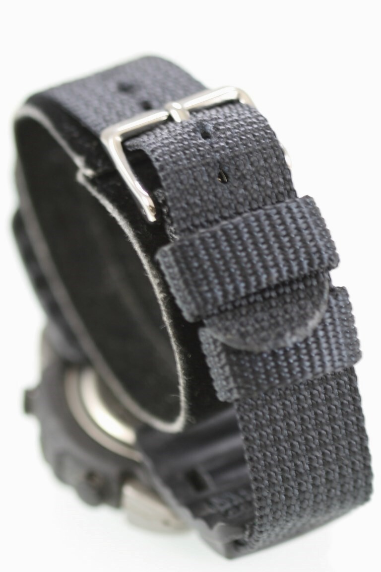 Fossil Men Watch Plastic Rubber Nylon Black 100m Light Alarm Chron Date Quartz