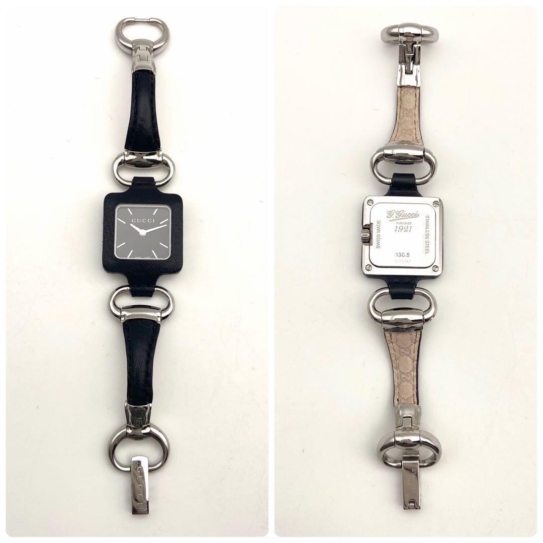 Gucci 130.5 Horsebit Quartz Watch Black Japan Excellent Condition 071702