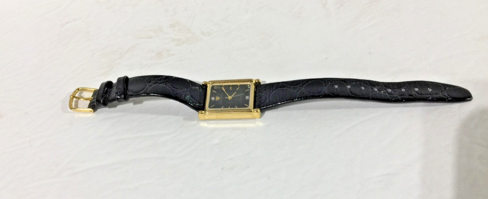 Vintage Jules Jurgensen Diamond Tank Genuine Leather Men’s Dress Watch Working!