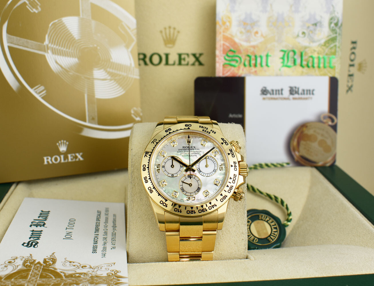 ROLEX – 40mm 18kt Gold DAYTONA MOP Diamond Dial 116508 – SANT BLANC