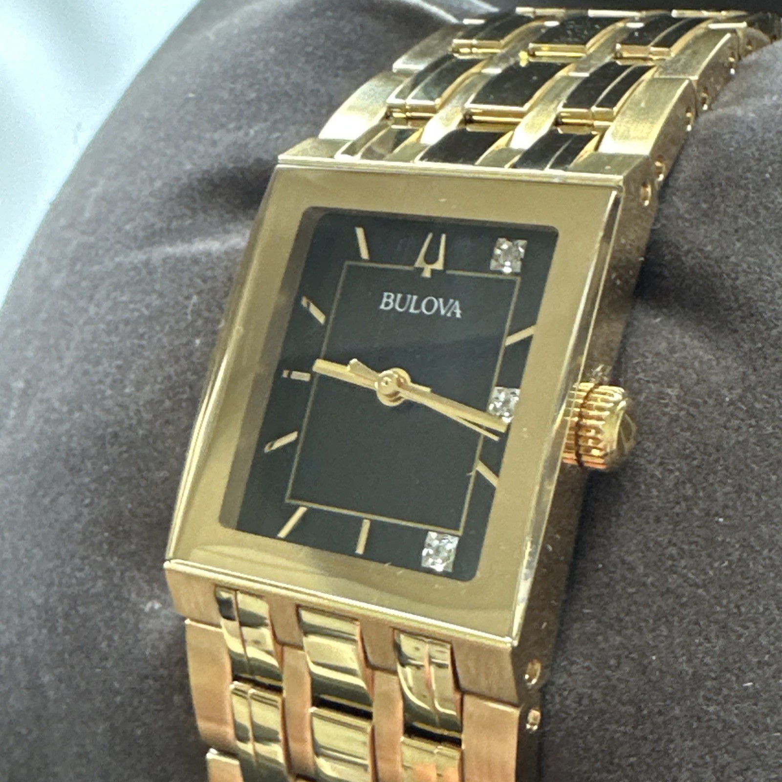 Bulova Women’s Marc Anthony Quadra Black Dial Watch – 97P167