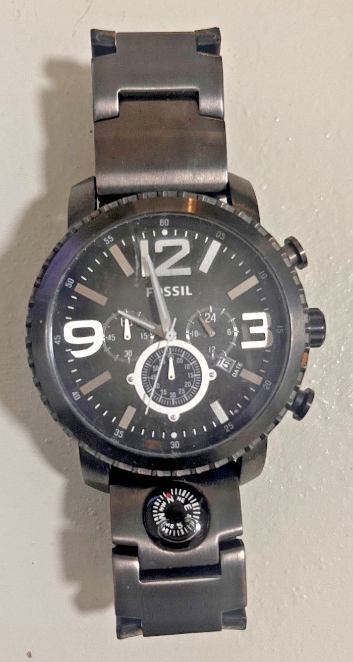 Fossil Men’s Black Watch – Large Face – Chronograph Style – Stainless Steel