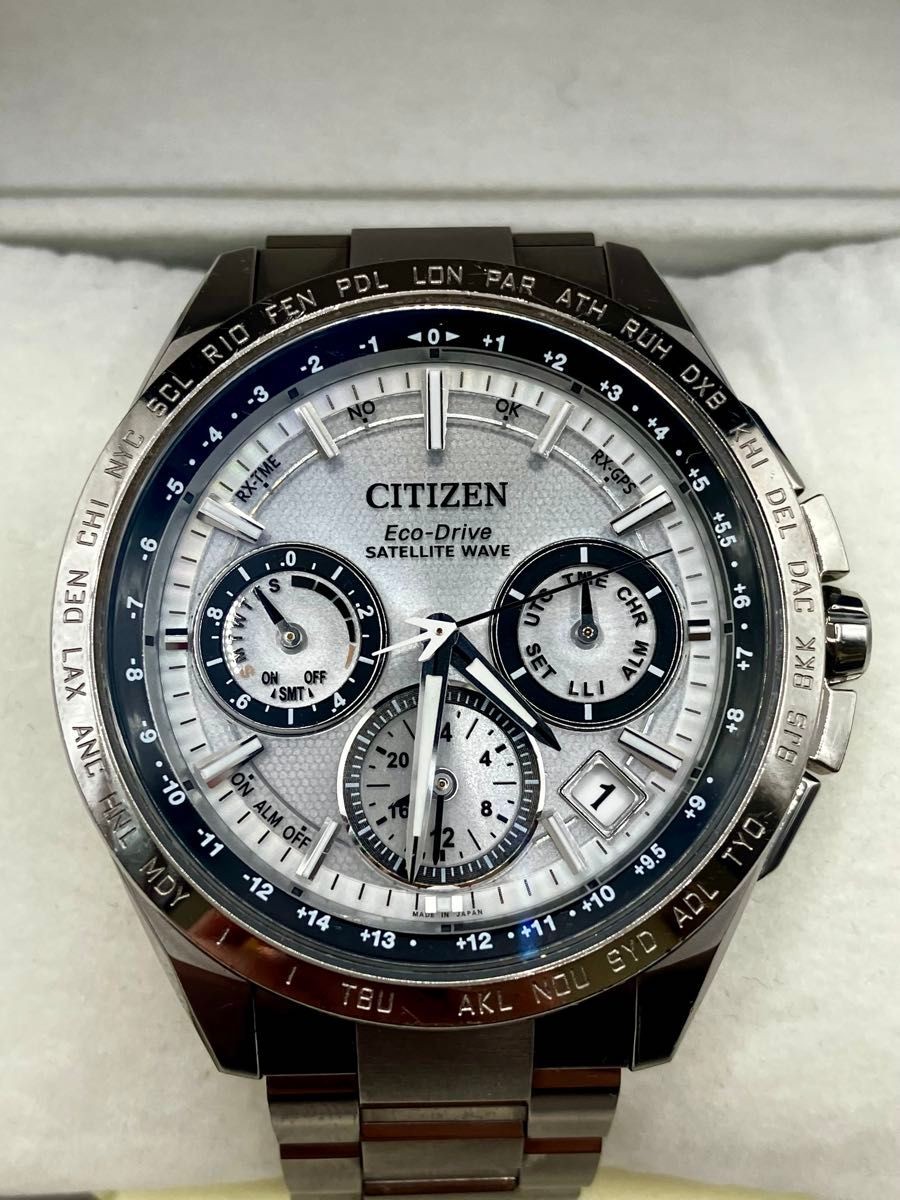 Citizen Satellite Wave GPS Solar F900 Titanium Watch Silver Dial