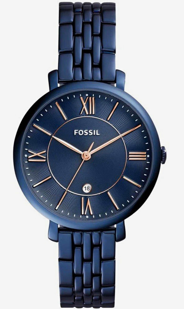 Fossil Carlie Women’s Blue Dial Bracelet Quartz Date Roman 40mm 30m Box