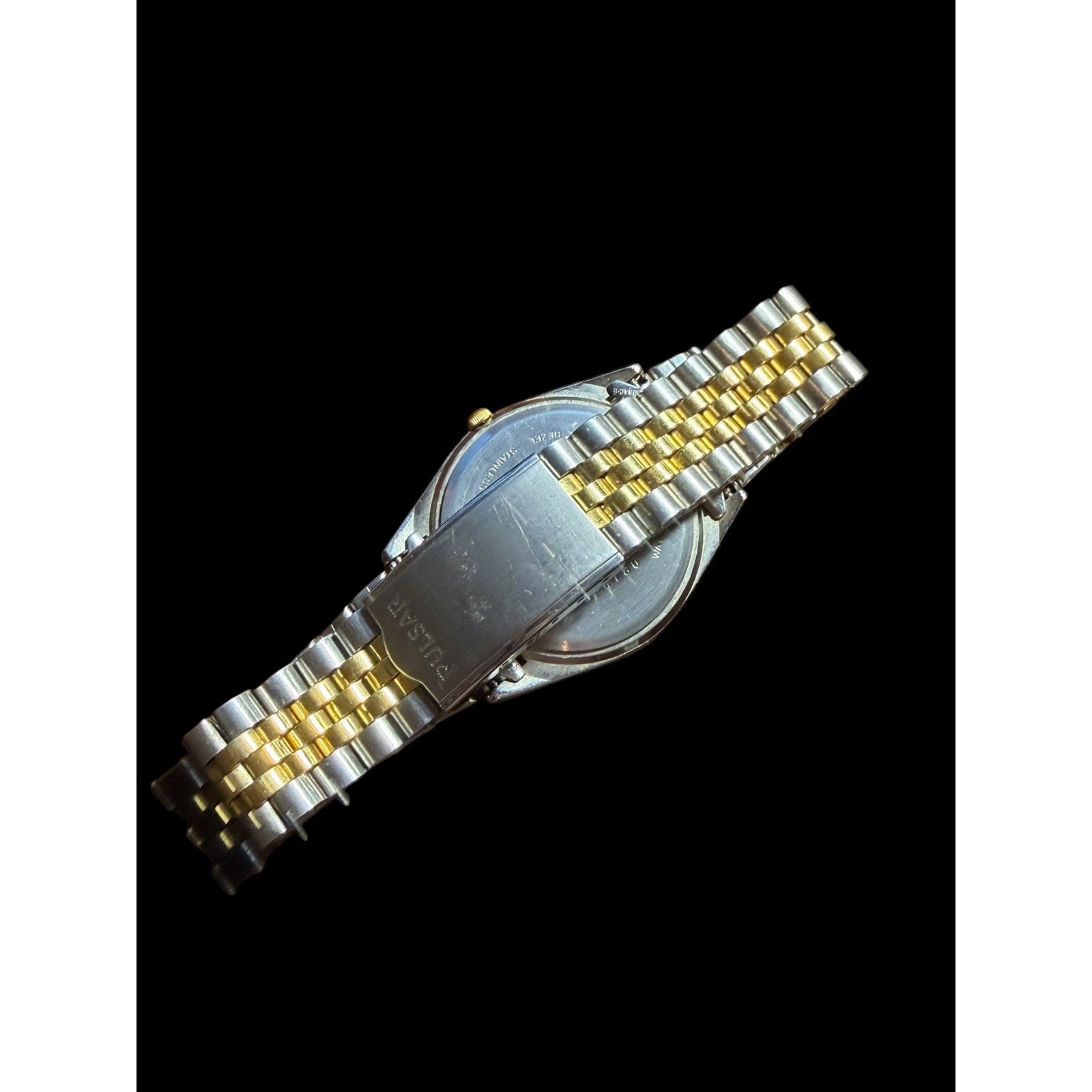 Pulsar Quartz Day Date Two-Tone Men’s Wristwatch Blue Dial Stainless Steel
