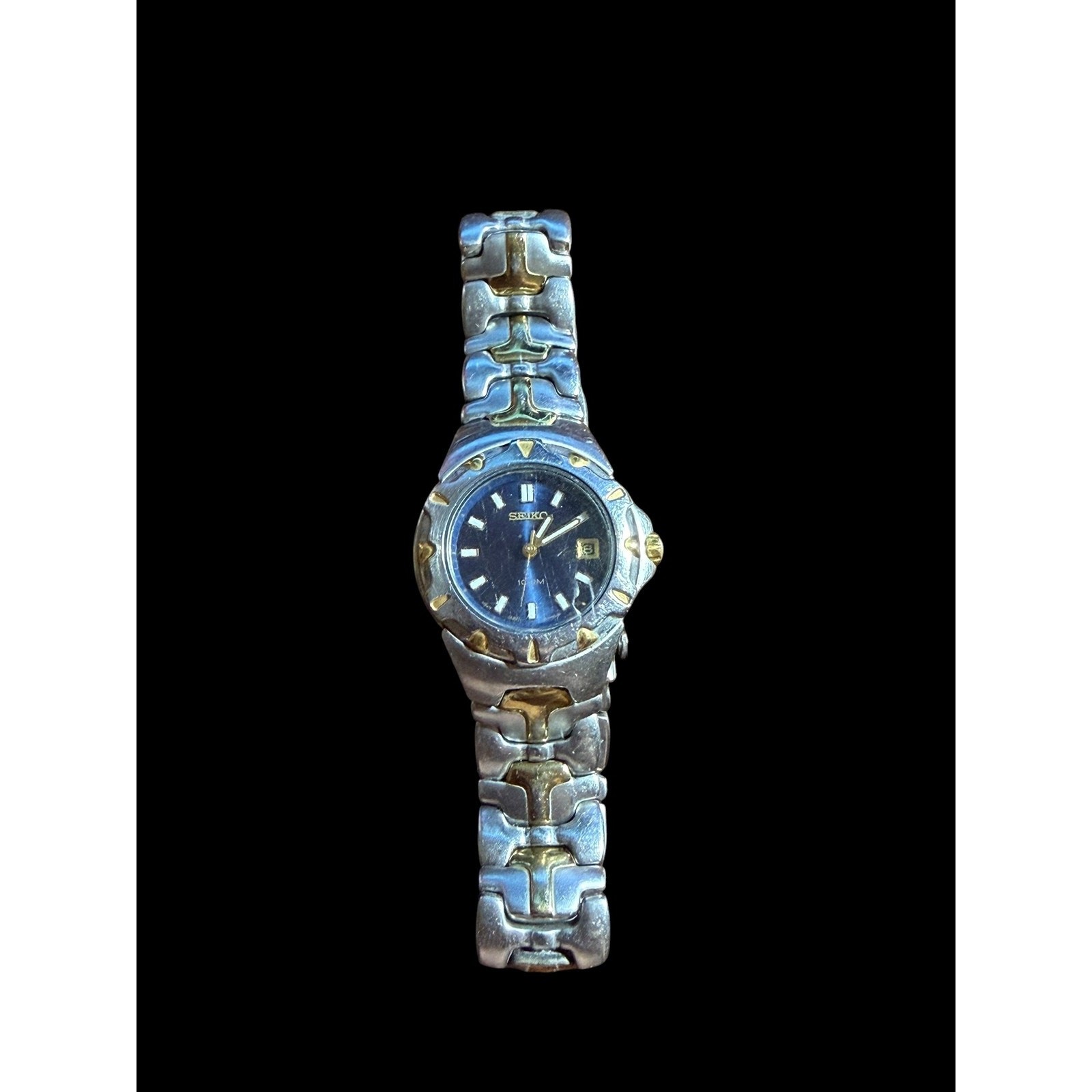 Seiko Women’s Two-Tone Stainless Steel Quartz Watch Blue Dial 100M Day Date