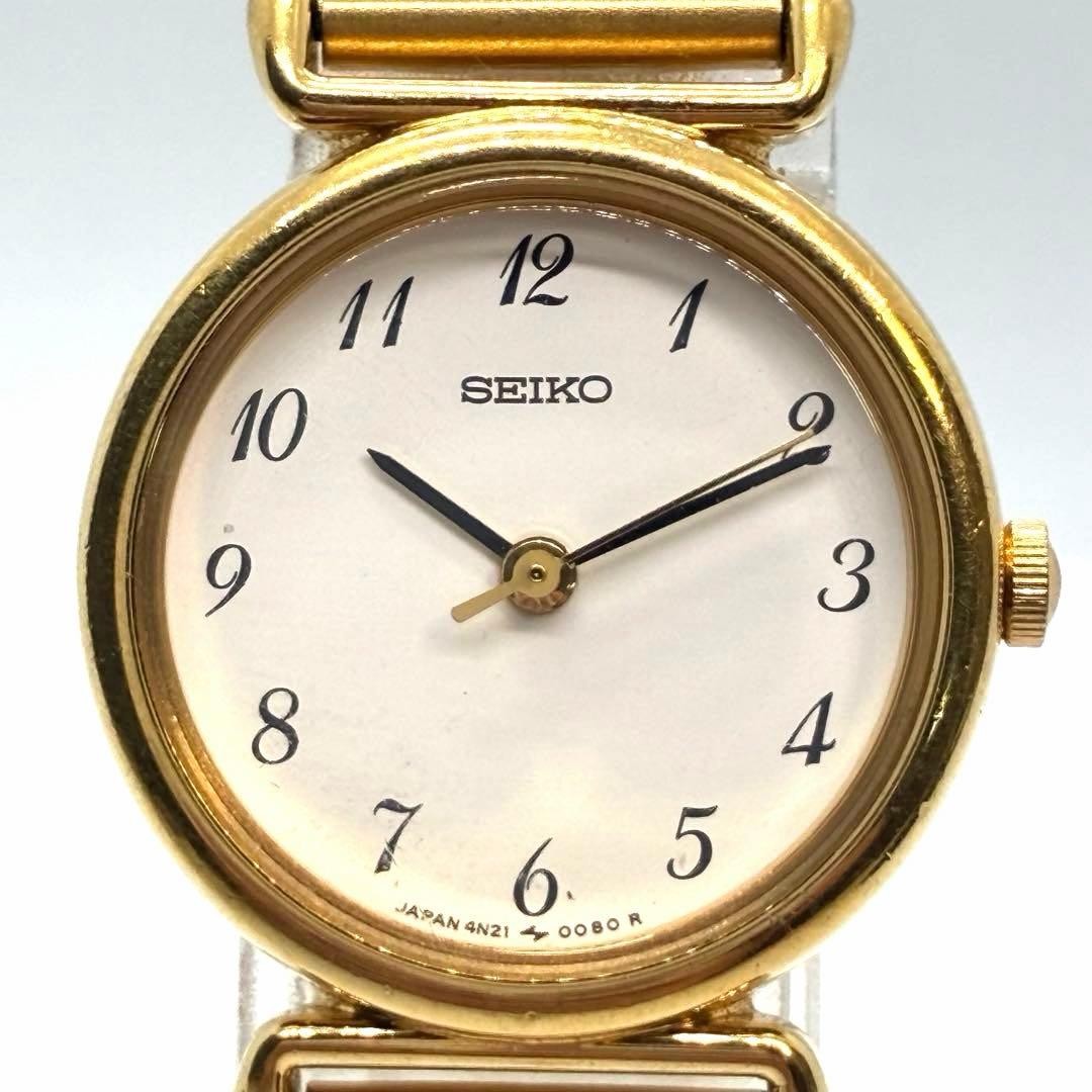 SEIKO 4N21-0052 Gold Watch Wrist 17cm Band 0.9cm From Japan