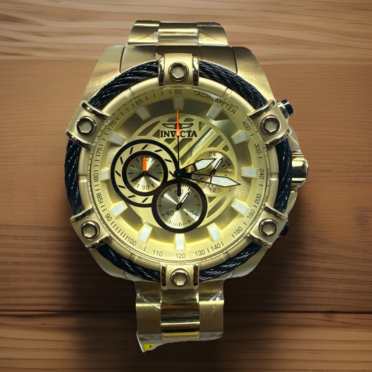 Invicta Bolt Ace Men’s Watch 52mm Gold Black Stainless Steel Chronograph Heavy
