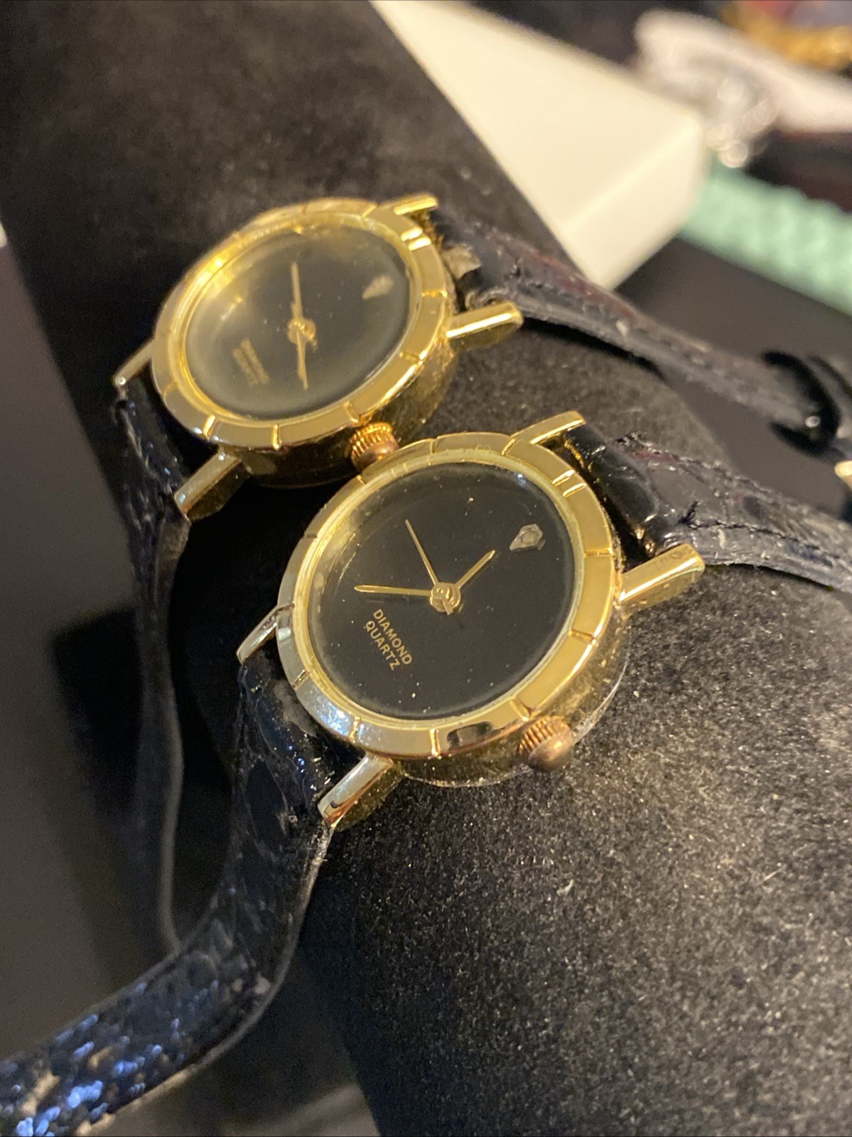 Designer Watch Classic Genuine Diamond Quartz Gold Tone Two For One Price
