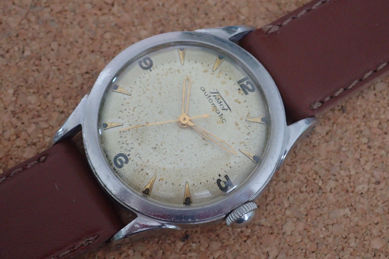 Vintage mens Tissot Automatic bumper all steel case screw back rare model!!