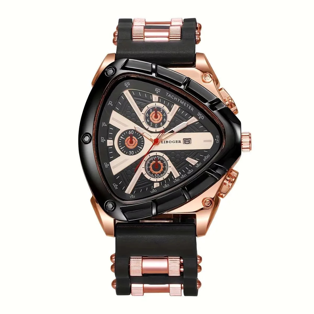 Men’s Watch Luxury Quartz Sport Waterproof Chronograph Auto Date Silicone Strap