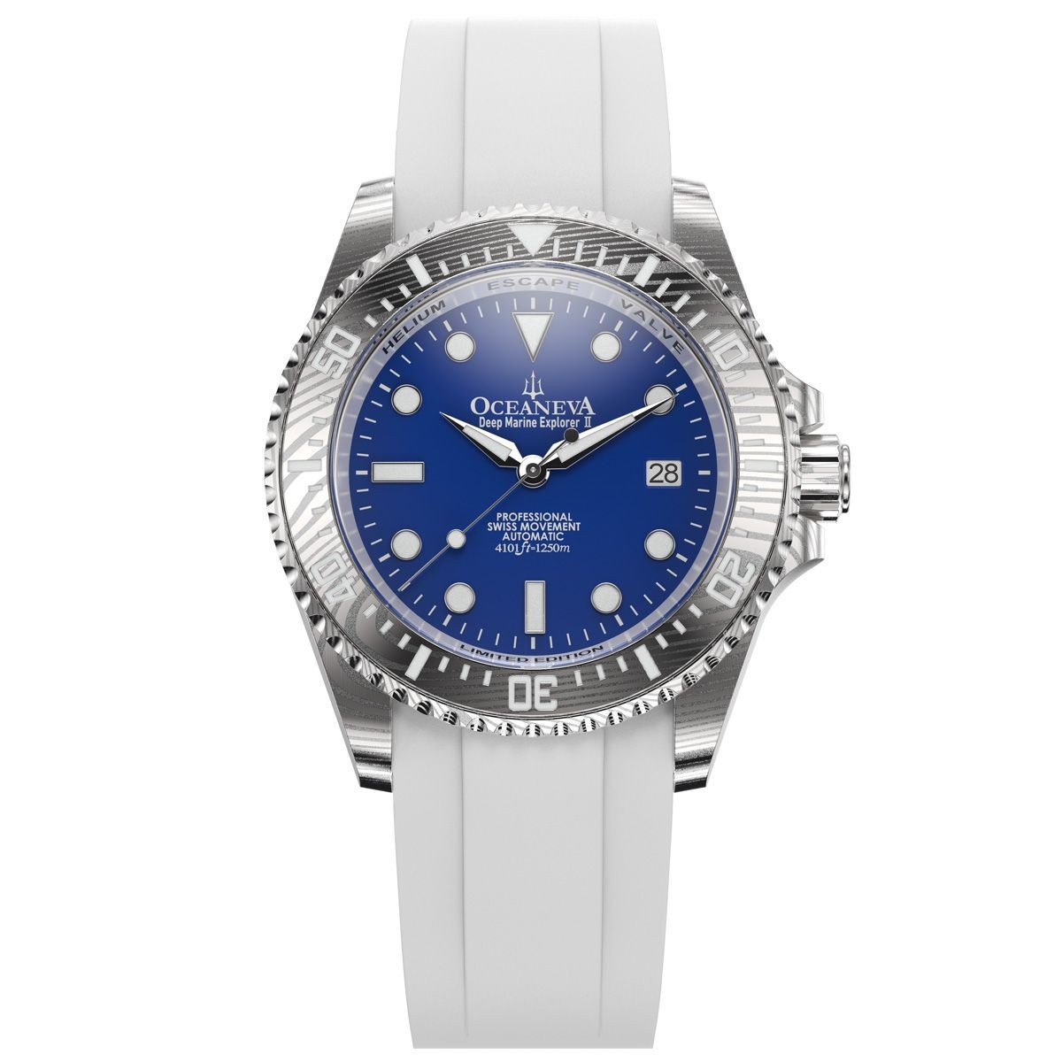 Oceaneva Deep Marine Explorer II 1250m Damascus Steel Watch Blue Dial