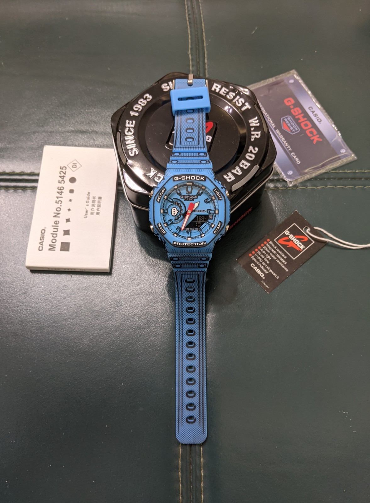 Casio G Shock GMA S2100 Blue Analog Digital Watch Box Manual Warranty Card