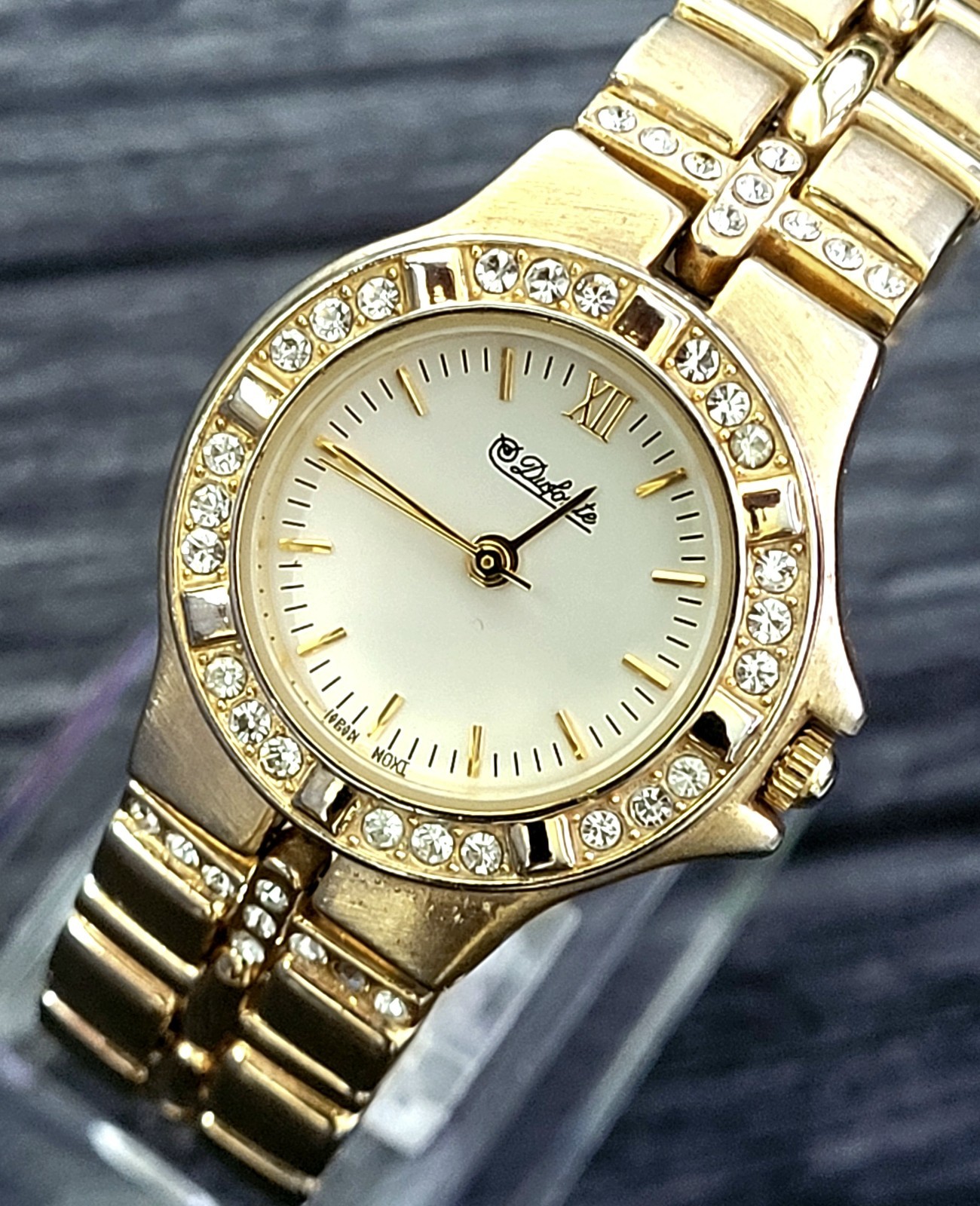Rare Vintage Dufonte Ladies Diamond Paved Enamel Dial Watch