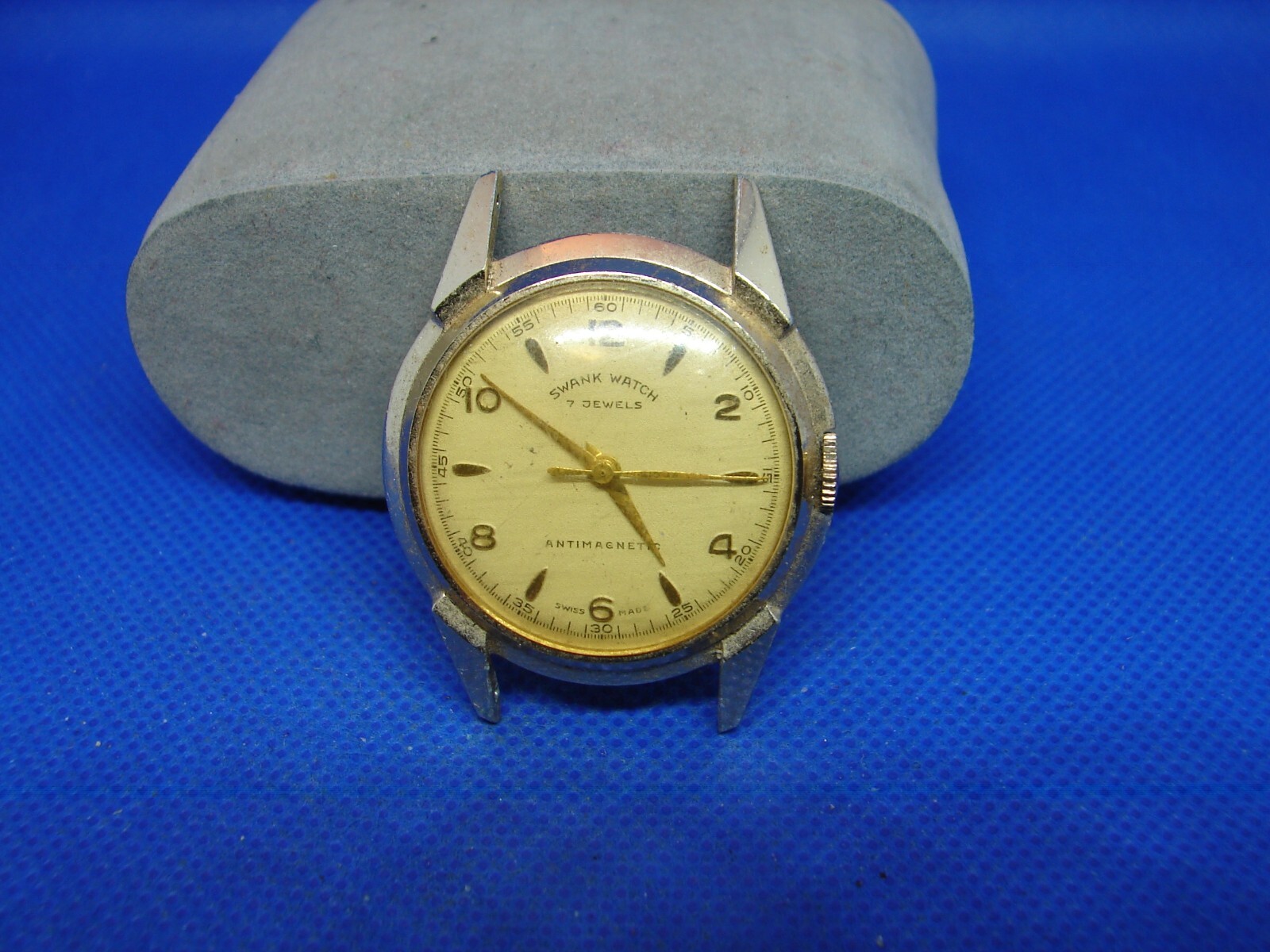 SWANK ALUMINUM CASE SWEEP SECOND WRISTWATCH FOR PART/REPAIR! j12