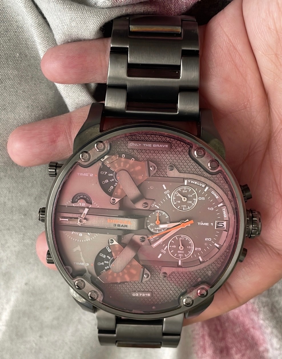 Diesel GunMetal watch orange&purple face plate