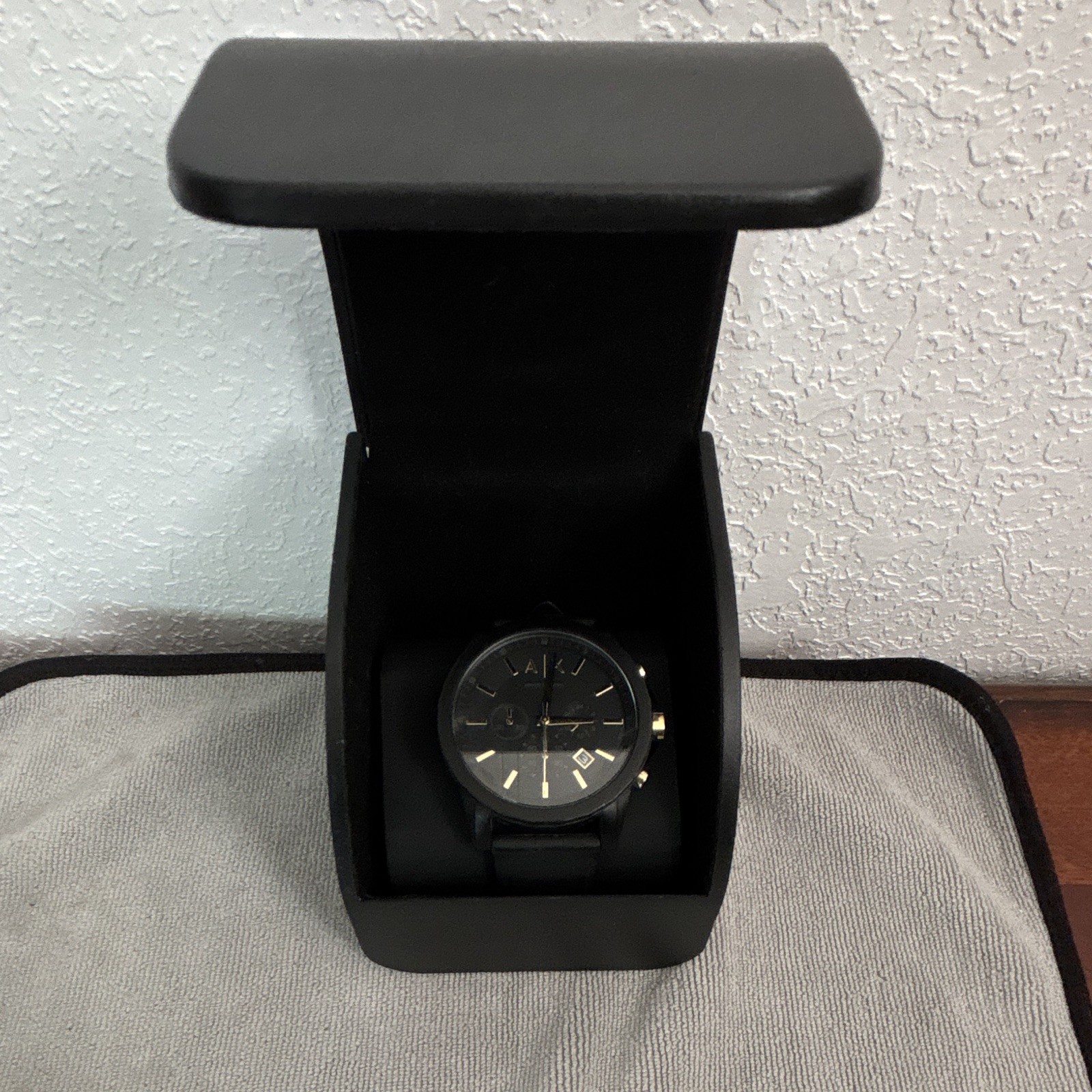 Armani Exchange Men’s Quartz Black Silicone Strap Date 44mm Watch w/ Box