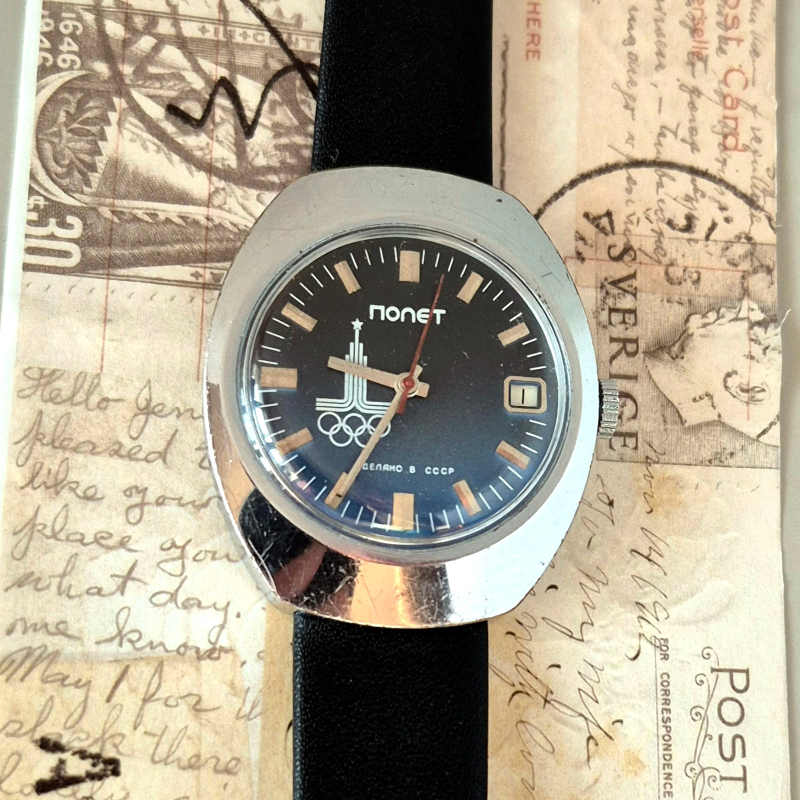 Vintage Poljot Olympic Moscow 1980 USSR Mechanical Watch 17 Jewels Soviet