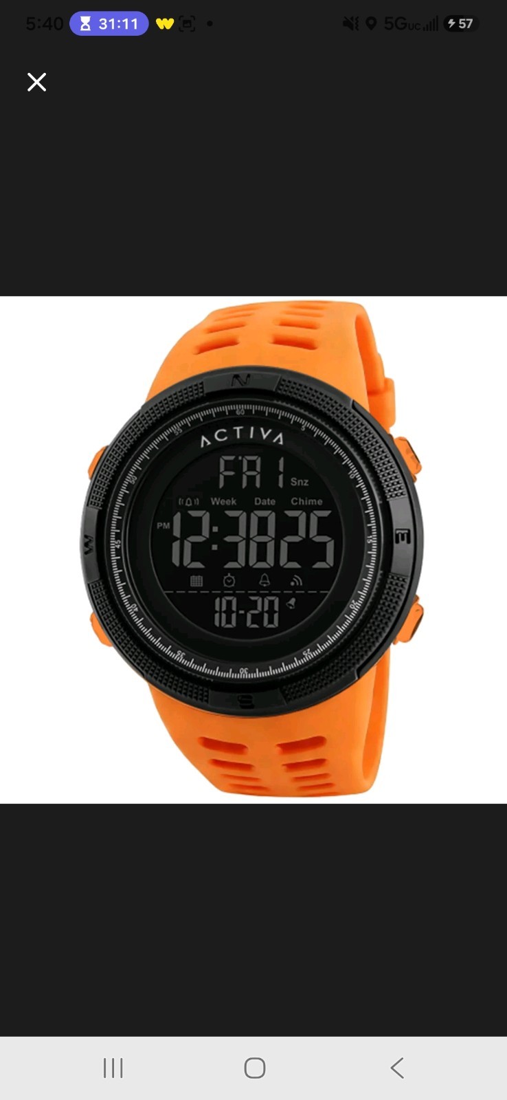 Invicta x Activa ACW1915-006 Digital Men’s Watch 50mm Orange New In Box
