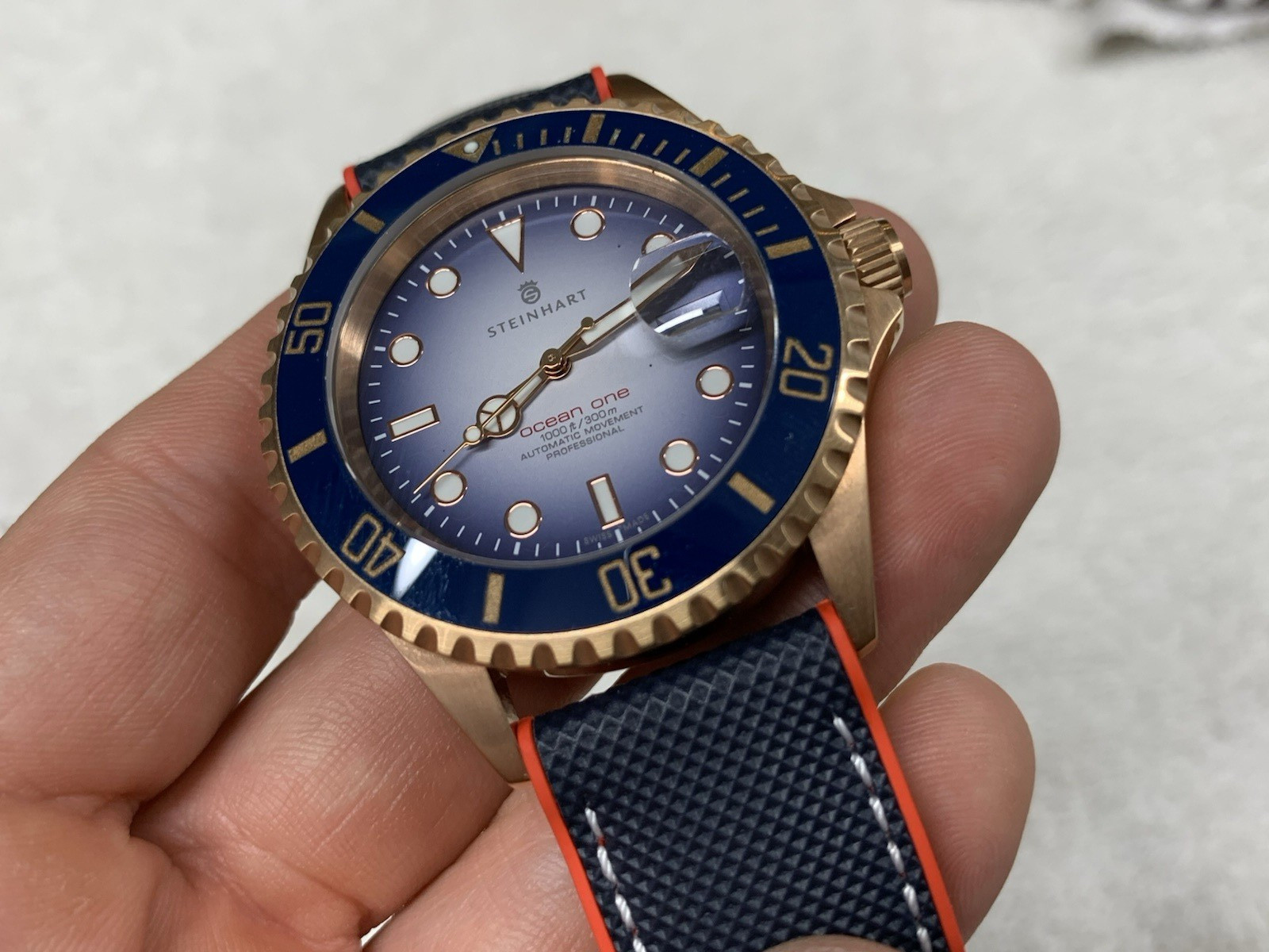 Steinhart Ocean One Stainless Steel Rose Gold Blue 42mm Automatic Watch