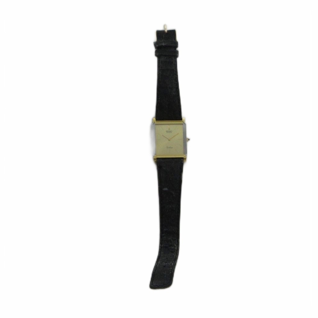 SEIKO Dolce 7730 5020 Wristwatch Quartz Square Leather Belt Gold Color GY18 MQ M