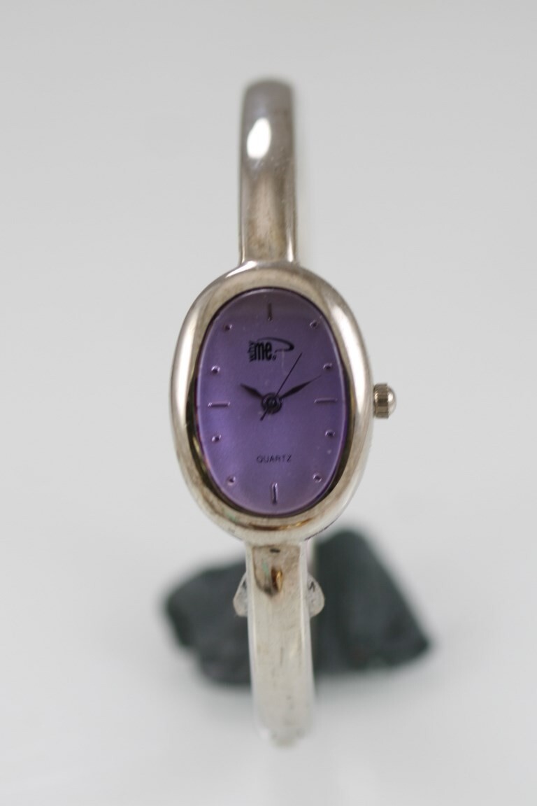 Why Me Watch Women Silver Stainless Steel Water Resistant Battery Purple Quartz