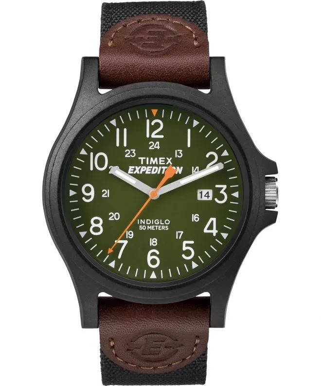Timex TWF3C8430 NEW Men’s Watch Genuine Leather Band Green Dial Analog Quartz