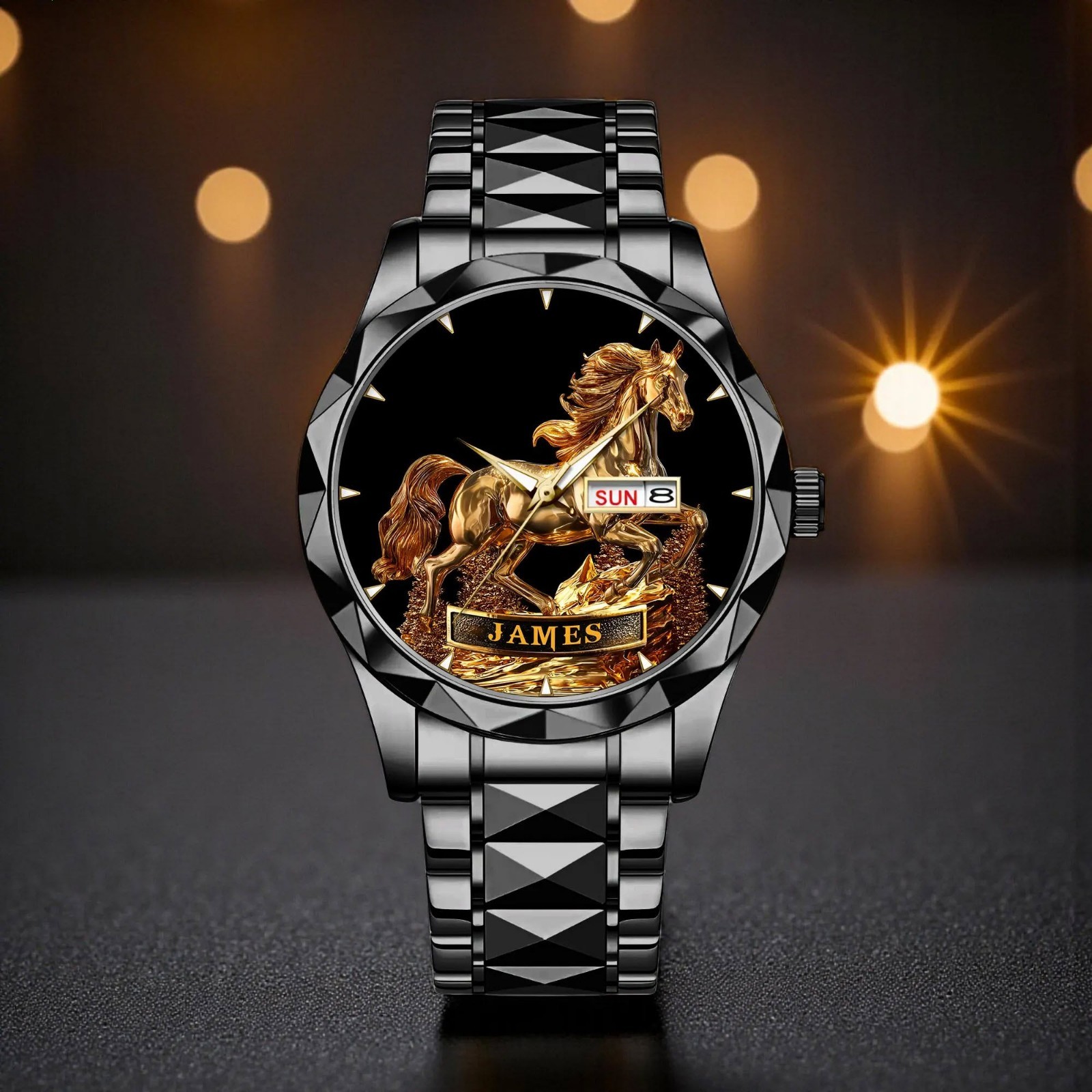 Personalized Horse Mens Watch Luxury Horse Lover Gift For Dad Husband Him