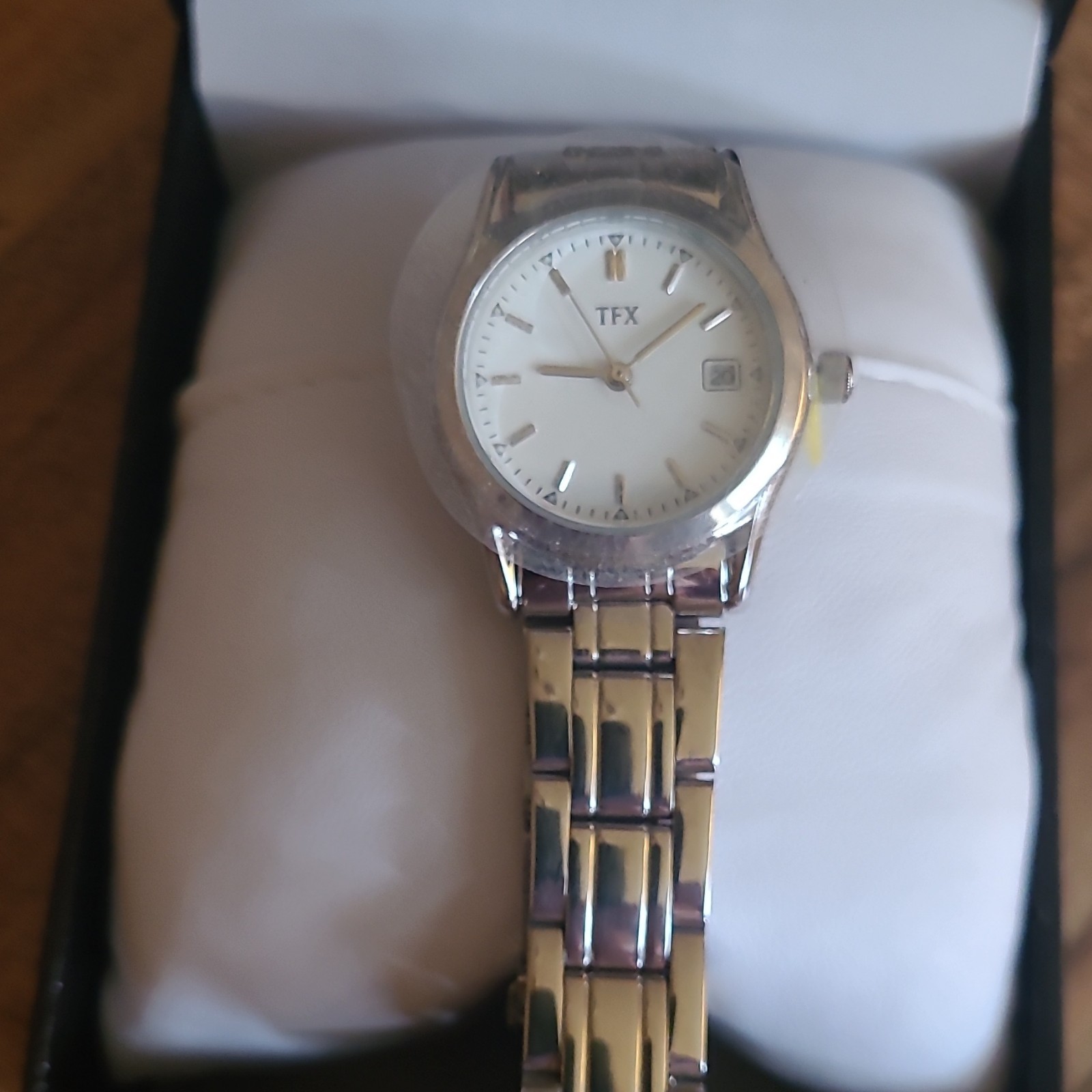 TFX Women’s Quartz Analog Dress Watch Date White Dial Two-Tone Bracelet