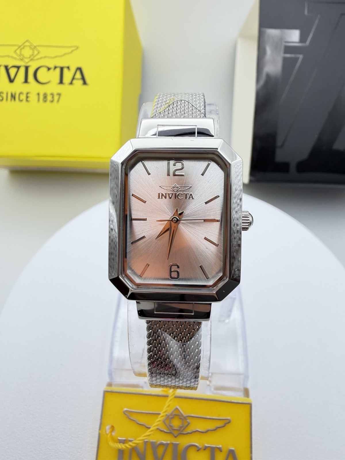 48150-Invicta Women’s Rectangle Silver Dial Stainless Steel Mesh Bracelet.21mm