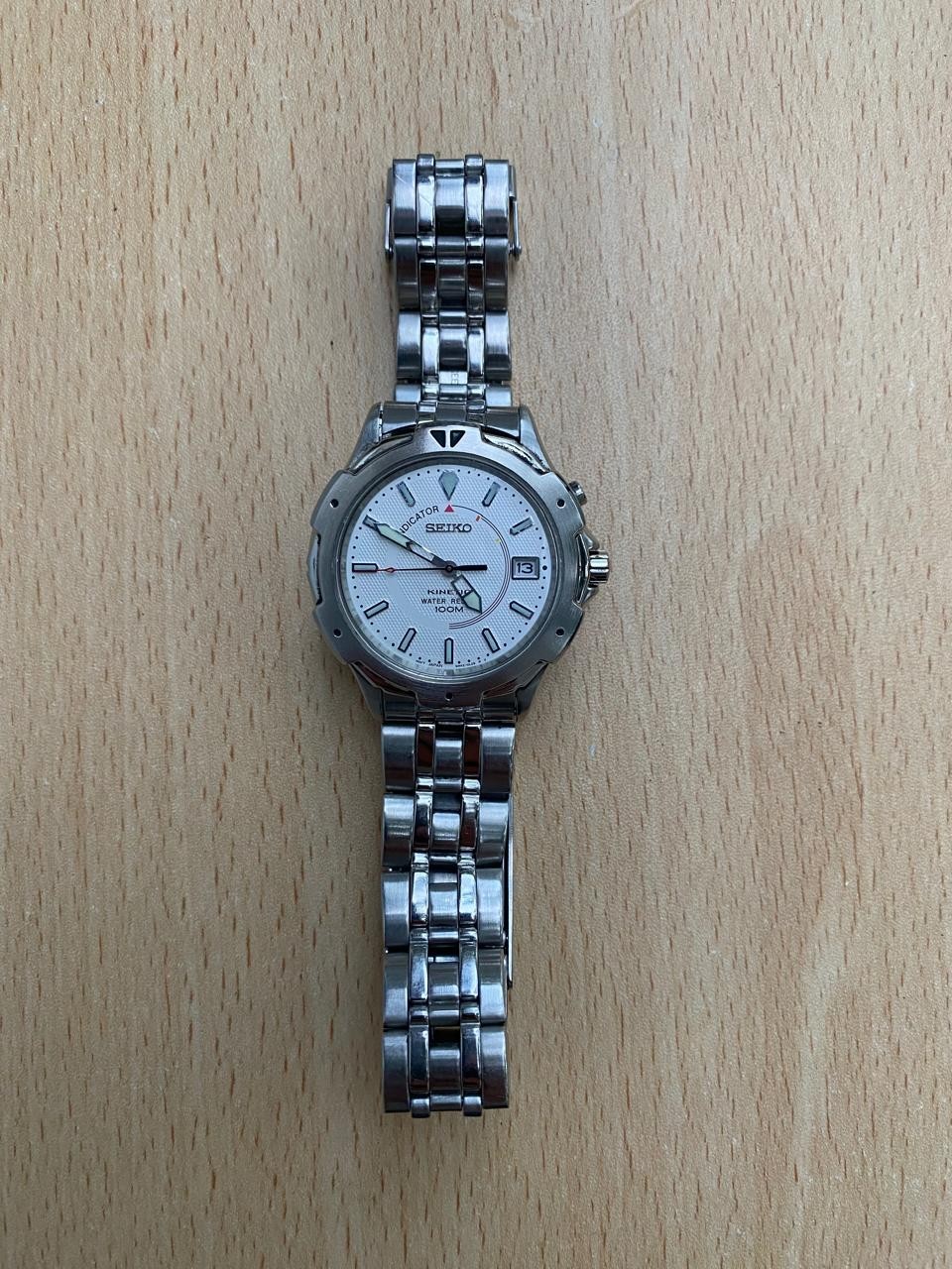 1990s Rare Men’s Seiko Kinetic 5M42-OH19 100M Japan Date 36mm Watch