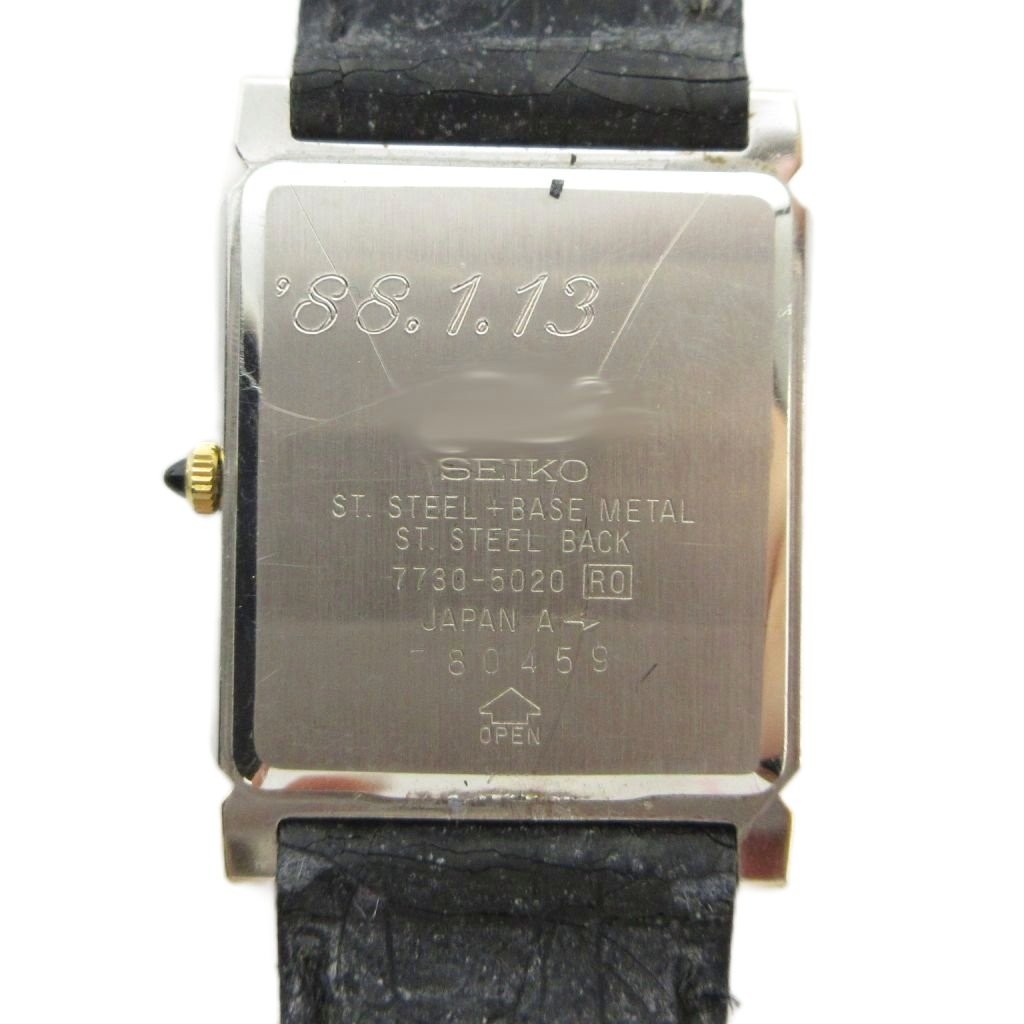 【Watch】SEIKO Dolce 7730-5020 Quartz Watch Square Shape Leather Strap Gold