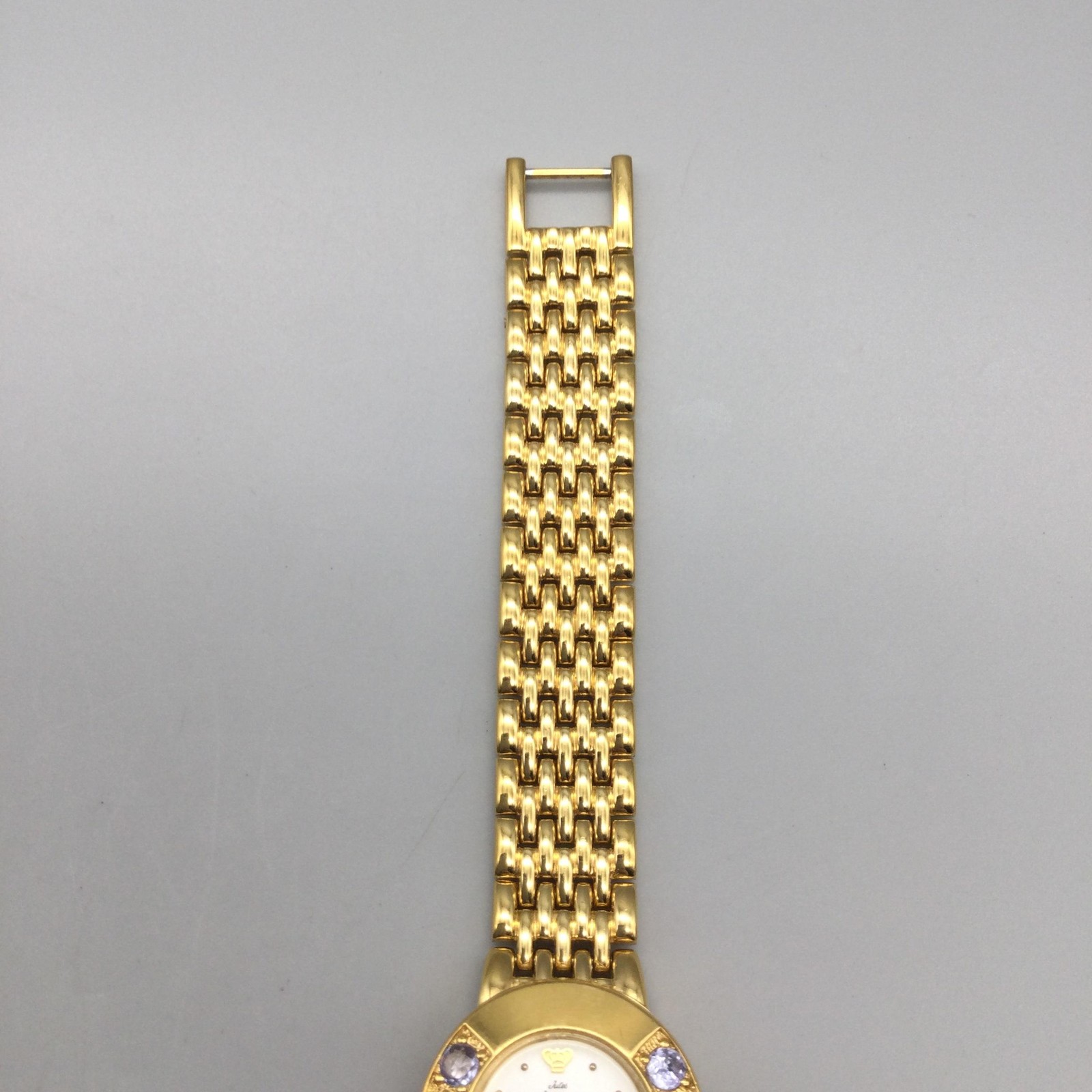 Jules Jurgensen Womens Watch 22mm Gold Tone Red Gemstones New Battery 6.75″