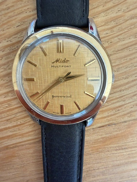Mido Multifort Powerwind Automatic Watch Gold Linen Dial- Recently Serviced