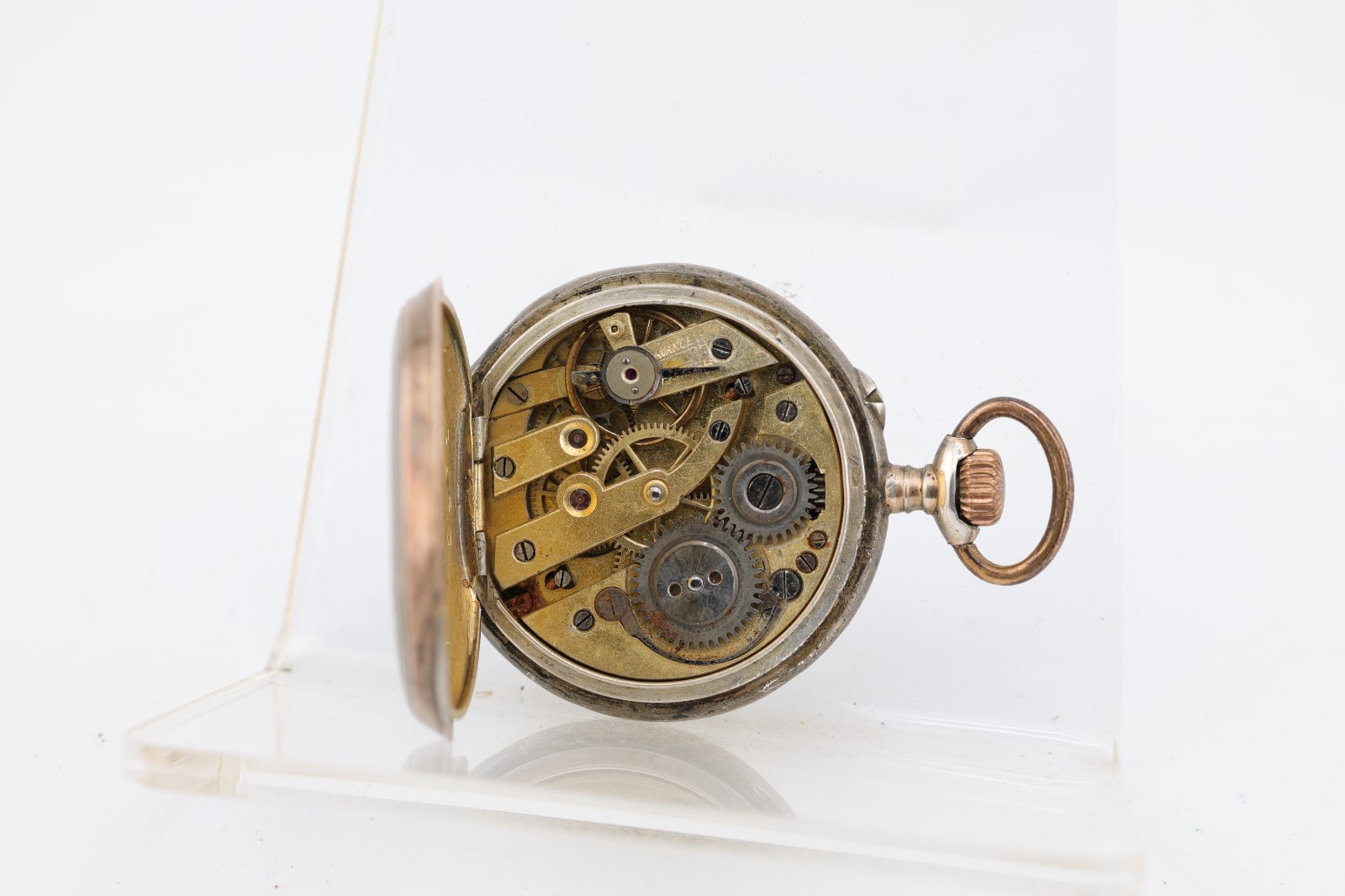 800 SILVER CHATELAINE SWISS FANCY POCKET WATCH, 10j, 30.8mm, FOR REPAIR (LI)