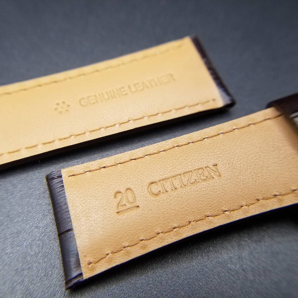 Citizen 20mm Watch Strap Citizen Collection NP1010 01A Leather Band Brown with D