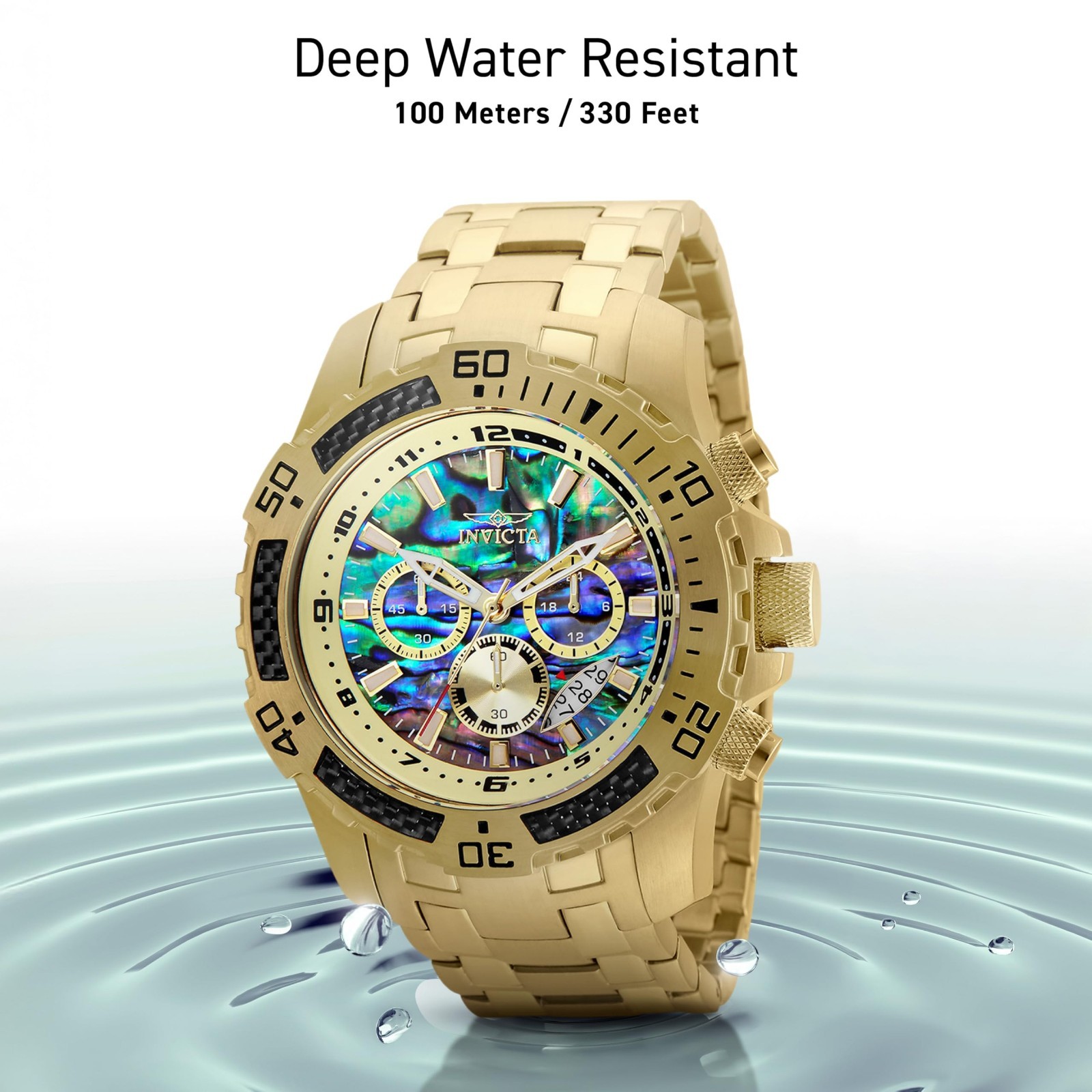 Men’s Pro Diver Quartz Chronograph Watch, 50mm, Carbon Fiber Bezel, Abalone Dial