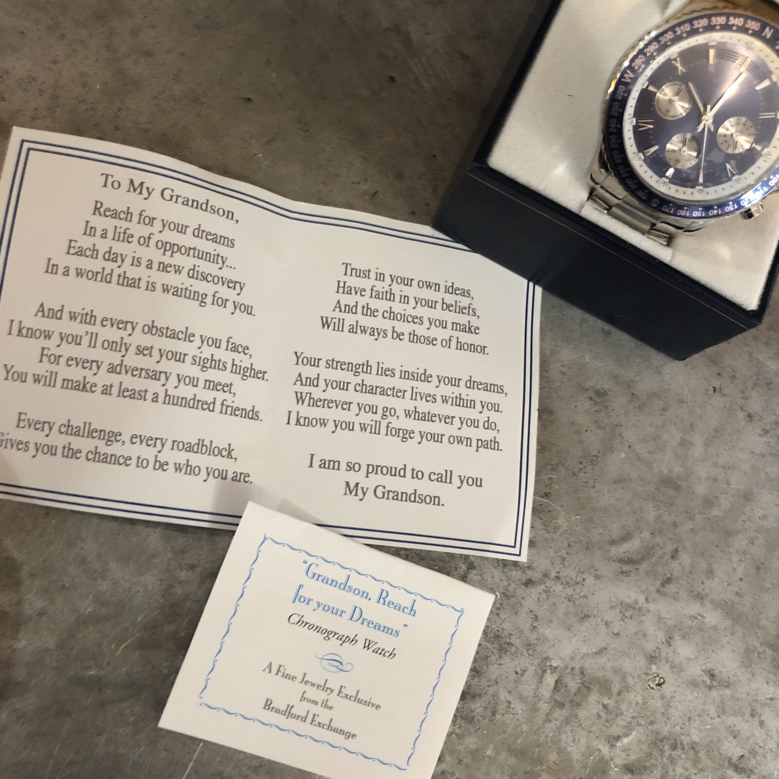 Reach For Your Dreams My Grandson, Handcrafted Inspirational Men’s Watch (J)