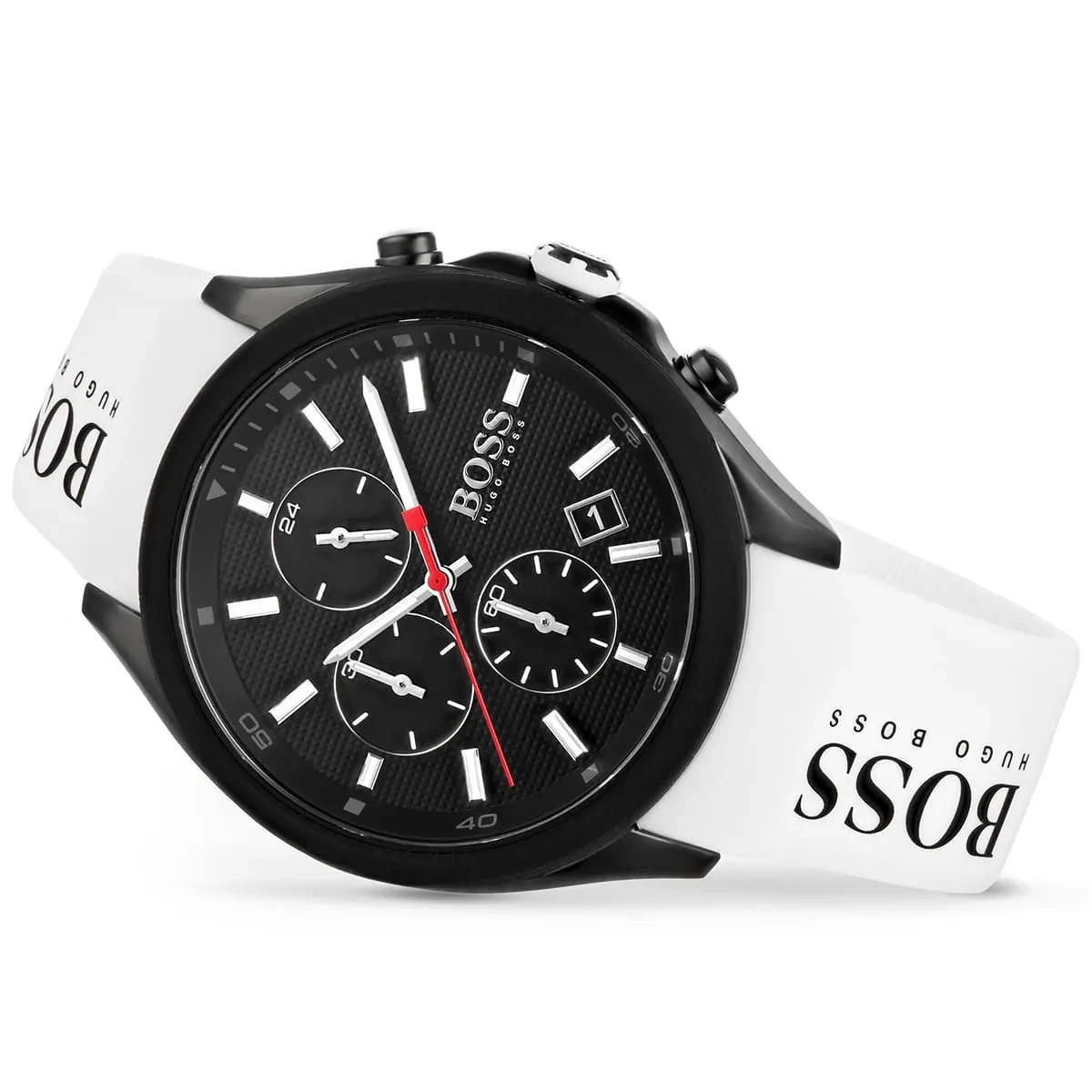 Original Hugo Boss Men’s Watch 1513718, Black Dial Stainless Steel Chronograph.